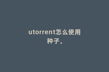 utorrent怎么使用种子。