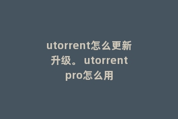 utorrent怎么更新升级。 utorrentpro怎么用