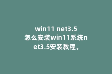 win11 net3.5怎么安装win11系统net3.5安装教程。