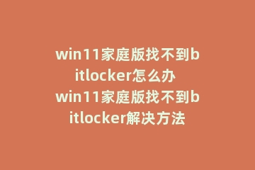 win11家庭版找不到bitlocker怎么办 win11家庭版找不到bitlocker解决方法