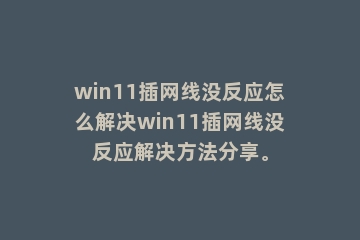 win11插网线没反应怎么解决win11插网线没反应解决方法分享。