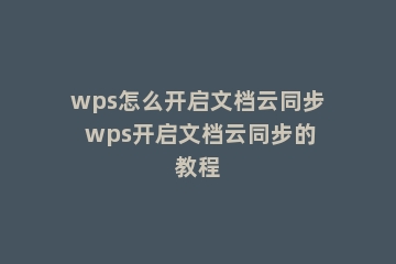wps怎么开启文档云同步 wps开启文档云同步的教程