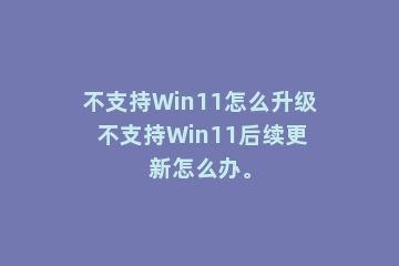 不支持Win11怎么升级 不支持Win11后续更新怎么办。