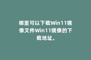 哪里可以下载Win11镜像文件Win11镜像的下载地址。