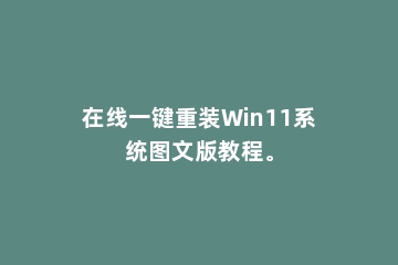 在线一键重装Win11系统图文版教程。