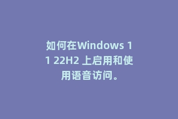 如何在Windows 11 22H2 上启用和使用语音访问。