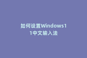 如何设置Windows11中文输入法