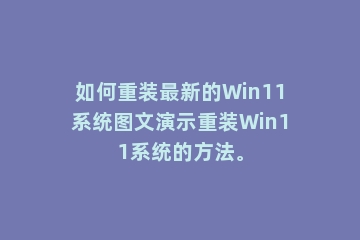 如何重装最新的Win11系统图文演示重装Win11系统的方法。