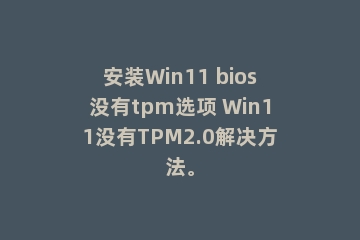 安装Win11 bios没有tpm选项 Win11没有TPM2.0解决方法。