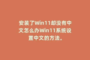 安装了Win11却没有中文怎么办Win11系统设置中文的方法。