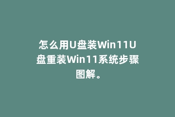 怎么用U盘装Win11U盘重装Win11系统步骤图解。