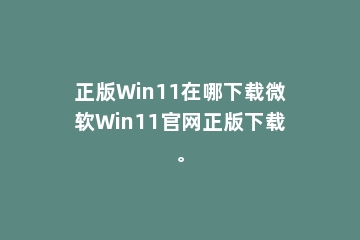 正版Win11在哪下载微软Win11官网正版下载。