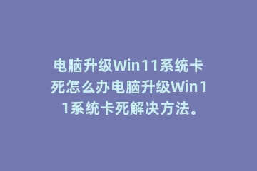 电脑升级Win11系统卡死怎么办电脑升级Win11系统卡死解决方法。
