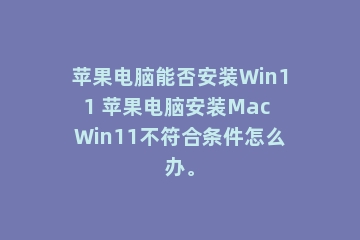 苹果电脑能否安装Win11 苹果电脑安装Mac Win11不符合条件怎么办。