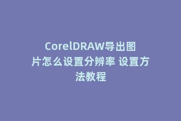 CorelDRAW导出图片怎么设置分辨率 设置方法教程