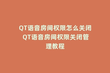 QT语音房间权限怎么关闭 QT语音房间权限关闭管理教程