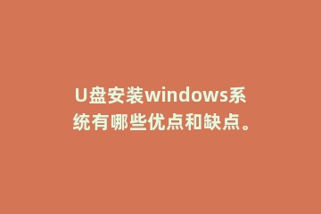 U盘安装windows系统有哪些优点和缺点。