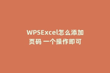 WPSExcel怎么添加页码 一个操作即可
