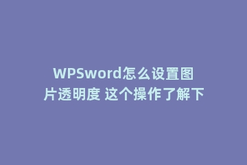 WPSword怎么设置图片透明度 这个操作了解下