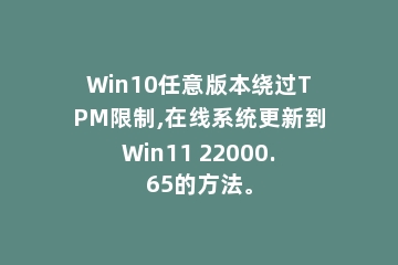 Win10任意版本绕过TPM限制,在线系统更新到Win11 22000.65的方法。