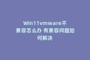 Win11vmware不兼容怎么办 有兼容问题如何解决