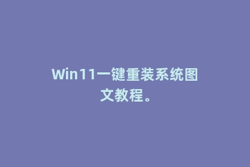 Win11一键重装系统图文教程。