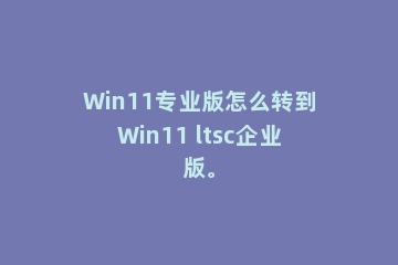Win11专业版怎么转到Win11 ltsc企业版。