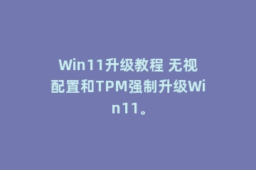 Win11升级教程 无视配置和TPM强制升级Win11。