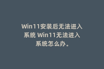 Win11安装后无法进入系统 Win11无法进入系统怎么办。