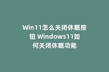 Win11怎么关闭休眠按钮 Windows11如何关闭休眠功能