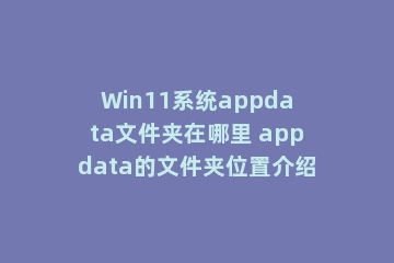 Win11系统appdata文件夹在哪里 appdata的文件夹位置介绍