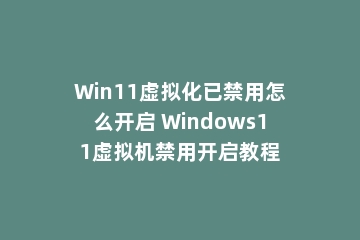 Win11虚拟化已禁用怎么开启 Windows11虚拟机禁用开启教程