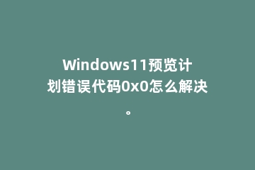 Windows11预览计划错误代码0x0怎么解决。