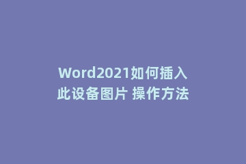 Word2021如何插入此设备图片 操作方法