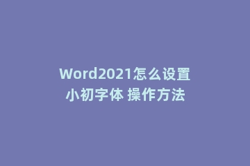 Word2021怎么设置小初字体 操作方法