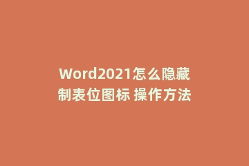 Word2021怎么隐藏制表位图标 操作方法