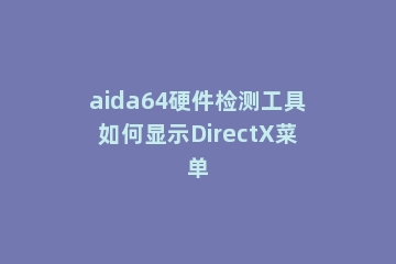 aida64硬件检测工具如何显示DirectX菜单