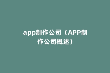 app制作公司（APP制作公司概述）