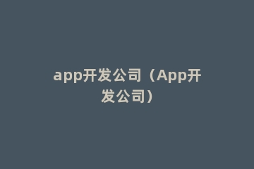 app开发公司（App开发公司）