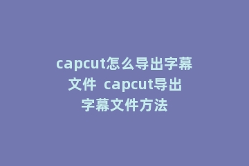 capcut怎么导出字幕文件  capcut导出字幕文件方法