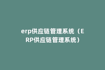 erp供应链管理系统（ERP供应链管理系统）