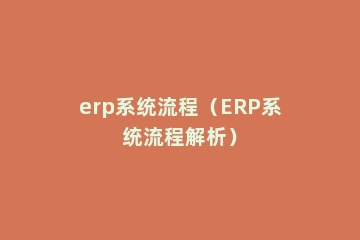 erp系统流程（ERP系统流程解析）