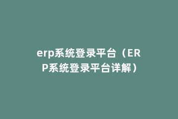 erp系统登录平台（ERP系统登录平台详解）