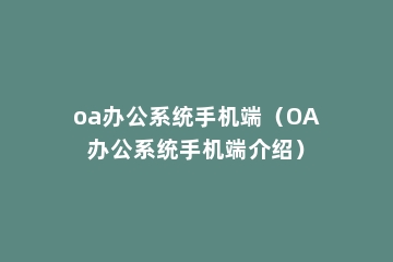 oa办公系统手机端（OA办公系统手机端介绍）