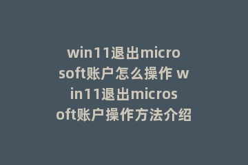 win11退出microsoft账户怎么操作 win11退出microsoft账户操作方法介绍