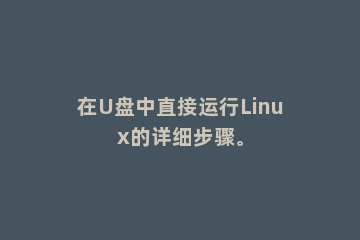 在U盘中直接运行Linux的详细步骤。