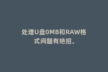 处理U盘0MB和RAW格式问题有绝招。