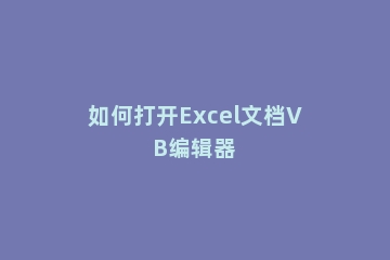 如何打开Excel文档VB编辑器