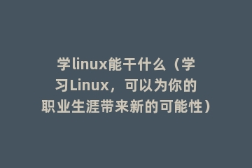 学linux能干什么（学习Linux，可以为你的职业生涯带来新的可能性）