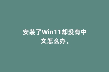 安装了Win11却没有中文怎么办。
